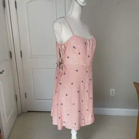 NWT Free People Garden Grove Pink and White Striped Palm Tree Print Slip Dress - Picture 5 of 12